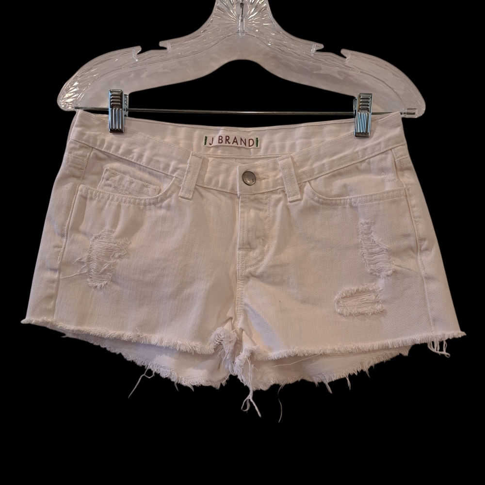 J Brand White Distressed Jean Shorts size 27